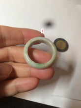 Load image into Gallery viewer, 21mm 100% natural type A sunny green/white jadeite jade band ring G105-11 1/2
