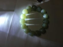 Load image into Gallery viewer, 14x13mm 100% Natural light green/gray vintage style nephrite Jade bead bracelet HF28
