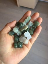 Load image into Gallery viewer, Type A 100% Natural oily dark green/light green/white jadeite jade cat kitty pendant PB118
