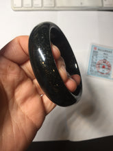 Load image into Gallery viewer, 60mm 100% Natural dark green/black meteorite Stellar Night sky nephrite bangle HN84-1264
