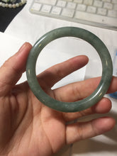 Load image into Gallery viewer, 54.5mm Certified type A 100% Natural dark green gray round cut Jadeite bangle PD44-9590
