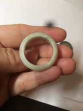 Load image into Gallery viewer, 21mm 100% natural type A sunny green/white jadeite jade band ring G105-11 1/2
