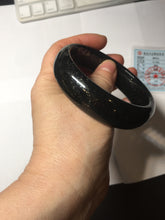 Load image into Gallery viewer, 60mm 100% Natural dark green/black meteorite Stellar Night sky nephrite bangle HN84-1264
