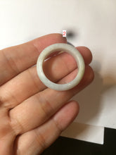 Load image into Gallery viewer, 21mm 100% natural type A sunny green/white jadeite jade band ring G105-11 1/2
