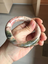 Load image into Gallery viewer, 53mm 100% natural pink/black/brown/yellow/black chubby round cut rose stone (Rhodonite) bangle SY138
