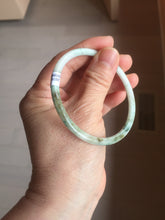 Load image into Gallery viewer, 56.5mm certified Type A 100% Natural sunny green white brown with green floating flowers slim round cut Jadeite Jade bangle PH207-6197
