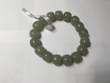Load image into Gallery viewer, 12x10.7mm 100% Natural light green/gray vintage style nephrite Jade bead bracelet HE98
