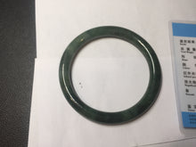Load image into Gallery viewer, 60.2mm Certified Type A 100% Natural oily dark green(老油青) gray black round cut Jadeite Jade bangle BH102-0692
