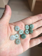Load image into Gallery viewer, 11.5mm Type A 100% Natural icy watery oily dark green gray black(油青)  Jadeite Jade Safety Guardian Button donuts Pendant group PC222 add on item
