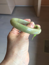 Load image into Gallery viewer, 55.4mm Certified type A 100% Natural green/yellow/gray oval shape jadeite jade bangle PC227-7408
