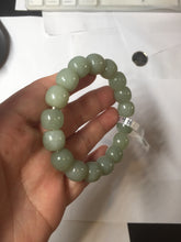 Load image into Gallery viewer, 12x10.7mm 100% Natural light green/gray vintage style nephrite Jade bead bracelet HE98

