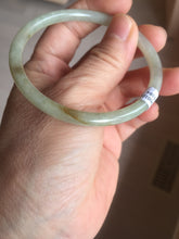 Load image into Gallery viewer, 56mm certified Type A 100% Natural light green brown gray slim round cut Jadeite Jade bangle PH206-6184

