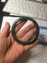 Load image into Gallery viewer, 60.2mm Certified Type A 100% Natural oily dark green(老油青) gray black round cut Jadeite Jade bangle BH102-0692
