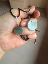 Load image into Gallery viewer, 100% natural  icy watery dark green/gray jadeite jade safe and sound couple pendant pair BG4
