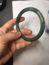 Load image into Gallery viewer, 60.2mm Certified Type A 100% Natural oily dark green(老油青) gray black round cut Jadeite Jade bangle BH102-0692
