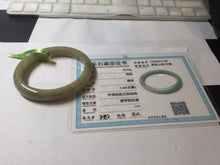 Load image into Gallery viewer, 55.4mm Certified type A 100% Natural green/yellow/gray oval shape jadeite jade bangle PC227-7408
