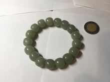 Load image into Gallery viewer, 12x10.7mm 100% Natural light green/yellow vintage style nephrite Jade bead bracelet HE98
