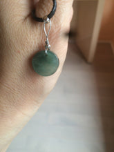 Load image into Gallery viewer, 100% natural  icy watery dark green/gray jadeite jade safe and sound couple pendant pair BG4
