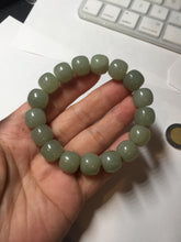 Load image into Gallery viewer, 12x10.7mm 100% Natural light green/yellow vintage style nephrite Jade bead bracelet HE98
