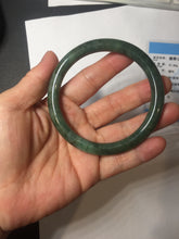 Load image into Gallery viewer, 60.2mm Certified Type A 100% Natural oily dark green(老油青) gray black round cut Jadeite Jade bangle BH102-0692
