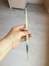 Load image into Gallery viewer, 23cm 100% Natural light green black (绿水墨) Xiu Jade Serpentine square style hairpin AW16
