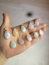 Load image into Gallery viewer, 100% natural icy watery green/white/purple type A jadeite jade water drop pendant necklace group A122
