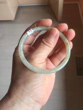 Load image into Gallery viewer, 56mm certified Type A 100% Natural light green brown gray slim round cut Jadeite Jade bangle PH206-6184
