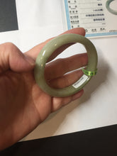 Load image into Gallery viewer, 55.4mm Certified type A 100% Natural green/yellow/gray oval shape jadeite jade bangle PC227-7408
