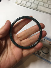 Load image into Gallery viewer, 59.5mm Certified Type A 100% Natural dark green/blue/gray with Guatemala slim round cut Jadeite bangle BG201-8853
