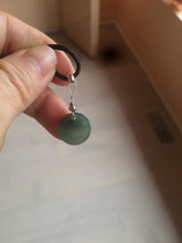 Load image into Gallery viewer, 100% natural  icy watery dark green/gray jadeite jade safe and sound couple pendant pair BG4
