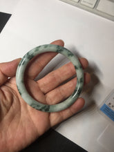 Load image into Gallery viewer, 57.9mm certified Type A 100% Natural light green with floating green flowers round cut Jadeite Jade bangle AU12-3021
