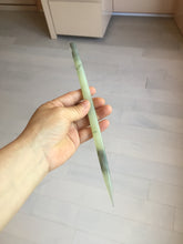 Load image into Gallery viewer, 23cm 100% Natural light green black (绿水墨) Xiu Jade Serpentine square style hairpin AW16
