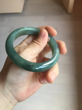 Load image into Gallery viewer, 57.2mm Certified type A 100% Natural oily dark green (老油青) blue gray black Mountains Afar (远山)Jadeite bangle PC260-0550
