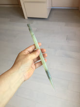 Load image into Gallery viewer, 23cm 100% Natural light green black (绿水墨) Xiu Jade Serpentine square style hairpin AW16
