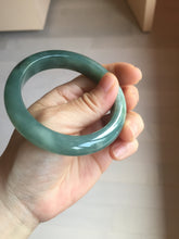 Load image into Gallery viewer, 57.2mm Certified type A 100% Natural oily dark green (老油青) blue gray black Mountains Afar (远山)Jadeite bangle PC260-0550
