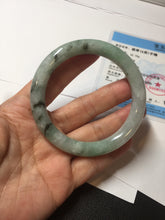 Load image into Gallery viewer, 55.2mm certified 100% natural Type A light green with green floating flowers round cut jadeite jade bangle BS109-2524
