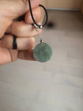 Load image into Gallery viewer, 100% natural  icy watery dark green/gray jadeite jade safe and sound couple pendant pair BG4
