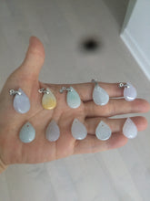 Load image into Gallery viewer, 100% natural icy watery green/white/purple type A jadeite jade water drop pendant necklace group A122
