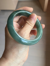 Load image into Gallery viewer, 57.5mm Certified type A 100% Natural oily dark green (老油青) blue gray black Mountains Afar (远山)Jadeite bangle PC259-0552
