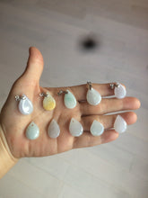 Load image into Gallery viewer, 100% natural icy watery green/white/purple type A jadeite jade water drop pendant necklace group A122
