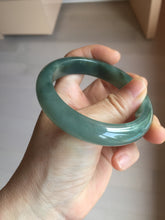 Load image into Gallery viewer, 57.5mm Certified type A 100% Natural oily dark green (老油青) blue gray black Mountains Afar (远山)Jadeite bangle PC259-0552
