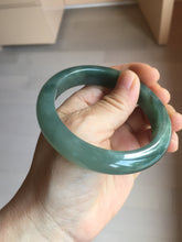 Load image into Gallery viewer, 57.5mm Certified type A 100% Natural oily dark green (老油青) blue gray black Mountains Afar (远山)Jadeite bangle PC259-0552

