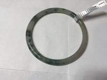 Load image into Gallery viewer, 55.6mm Certified Type A 100% Natural green/black/gray/purple with dark green floating flowers slim round cut Jadeite bangle PD46-5748
