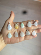 Load image into Gallery viewer, 100% natural icy watery green/white/purple type A jadeite jade water drop pendant necklace group A122
