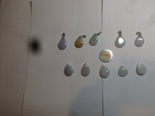 Load image into Gallery viewer, 100% natural icy watery green/white/purple type A jadeite jade water drop pendant necklace group A122
