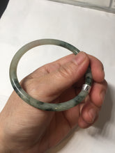Load image into Gallery viewer, 55.6mm Certified Type A 100% Natural green/black/gray/purple with dark green floating flowers slim round cut Jadeite bangle PD46-5748
