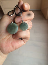 Load image into Gallery viewer, 100% natural  icy watery dark green/gray jadeite jade safe and sound couple pendant pair BG4
