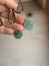 Load image into Gallery viewer, 100% natural  icy watery dark green/gray jadeite jade safe and sound couple pendant pair BG4
