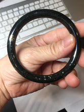 Load image into Gallery viewer, 58.6mm 100% Natural Dark Green/Black Meteorite Starry Night Sky Galaxy Nephrite Bangle HN181-0565
