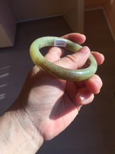 Load image into Gallery viewer, 56mm Certified Type A 100% Natural green yellow/sugar brown flying dandelions nephrite Jade bangle HN53-0479
